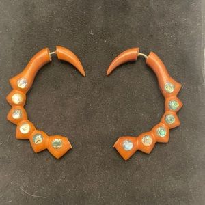 Hand carved wood earrings